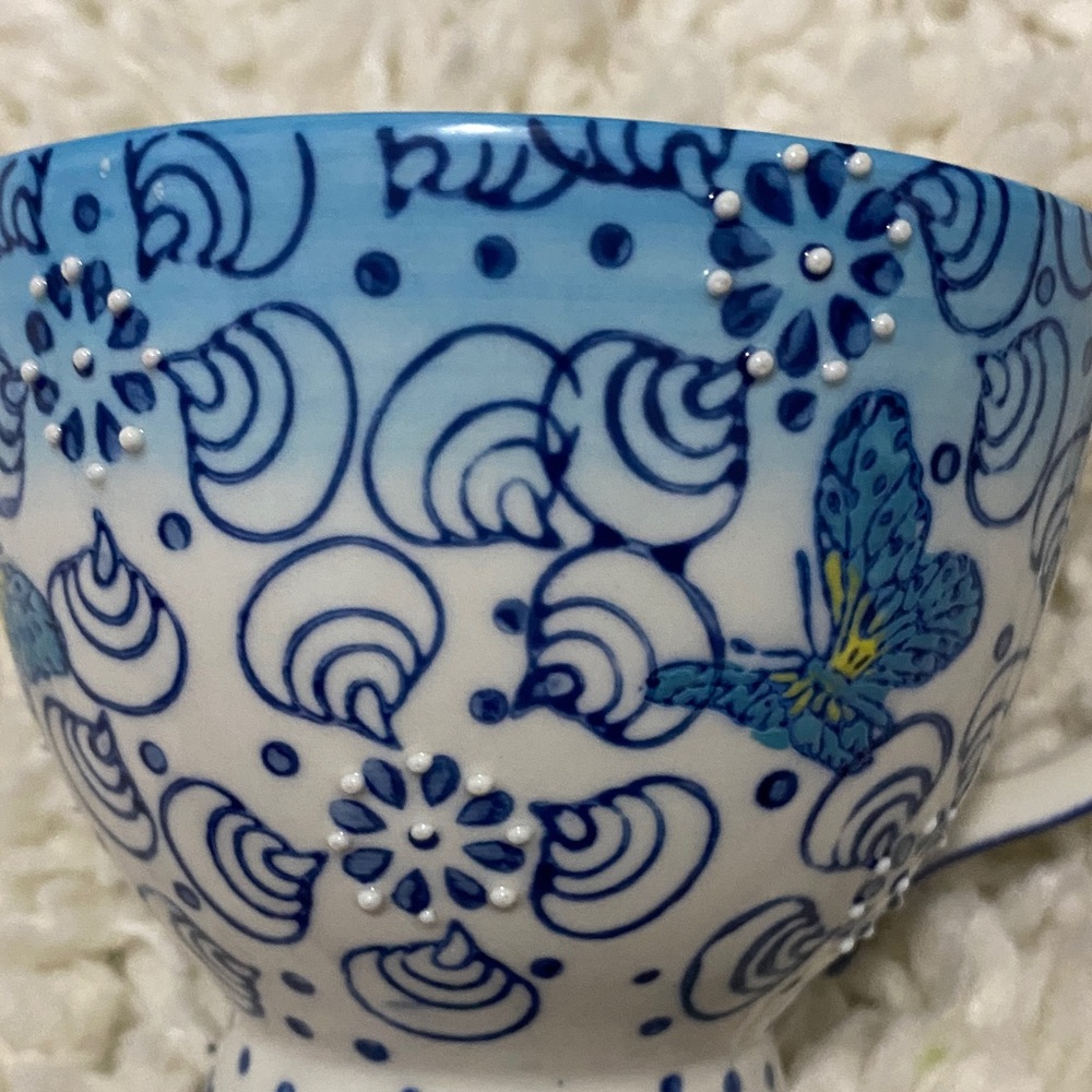 Dutch wax by coastline imports, elegant teacup style Blue Butterfly Ceramic Mug - Picture 16 of 16